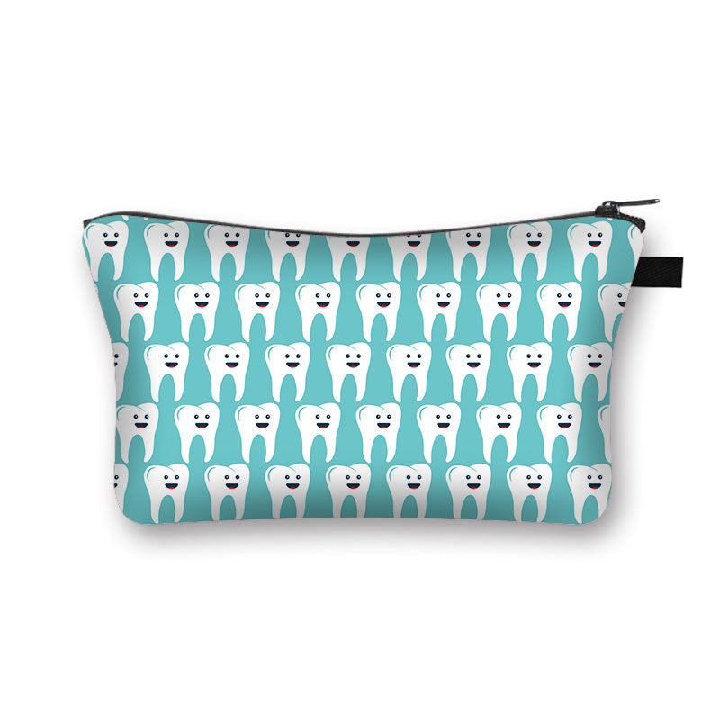 Wholesale Polyester Cosmetic Bag Tooth Print Clutch